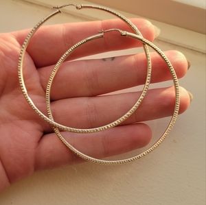 Sterling Silver Textured Hoop Earrings